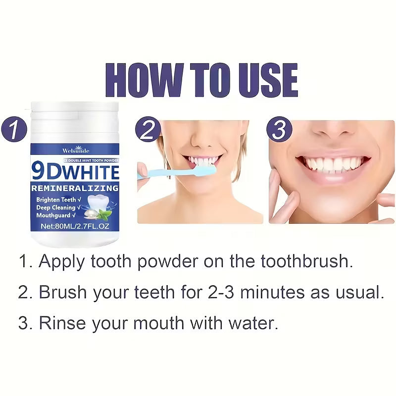 9D WHITE REMINERALIZING HYDROXYAPATITE TOOTH POWDER