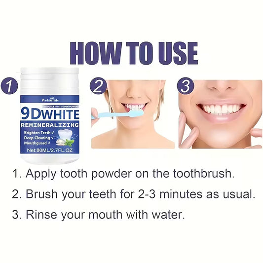9D WHITE REMINERALIZING HYDROXYAPATITE TOOTH POWDER