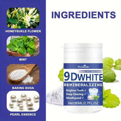 9D WHITE REMINERALIZING HYDROXYAPATITE TOOTH POWDER